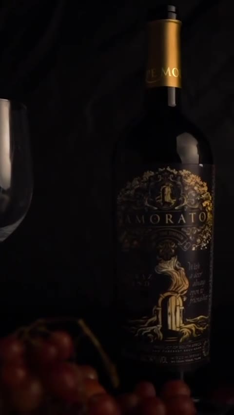 Cinematic close-up of the Kohwo Shiraz Blend bottle and glass
