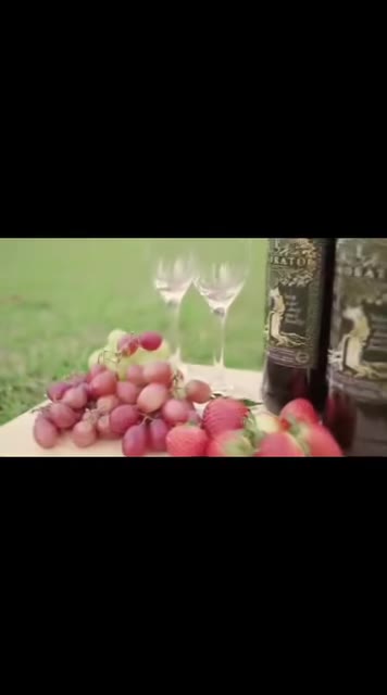 Amorato picnic tasting, bottle and glasses on the grass